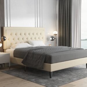 Button Tufted Platform Bed- beds | full bed