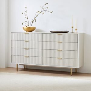 Elara Fluted Dresser with Gold Legs - Chest of drawers | front and side