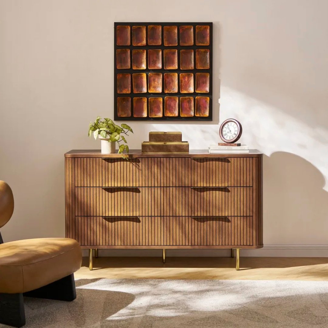 1 Harper Fluted Wood Drawer Chest - Chest of drawers | room view