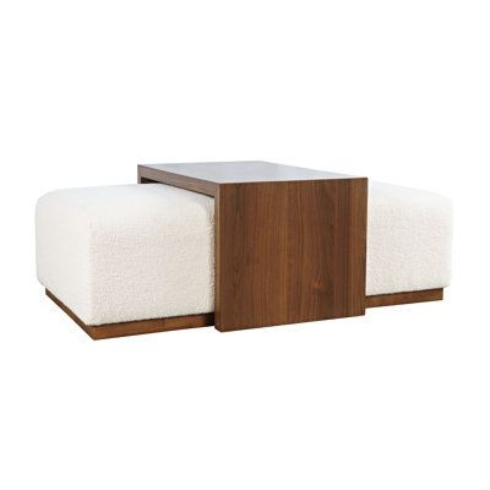 1 Minimalist Ottoman with MDF Wood Table - Ottoman | side view