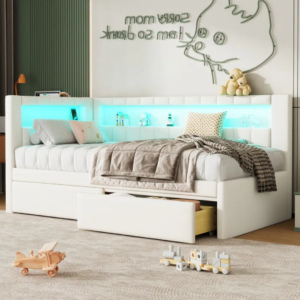 Smart LED Kids & Teens Bed with Storage Drawers - Single bed | drawer storage