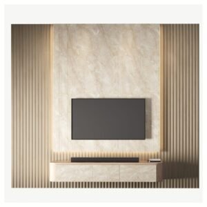 Luxury TV Wall Panel with Floating Cabinet- Tv unit | front view
