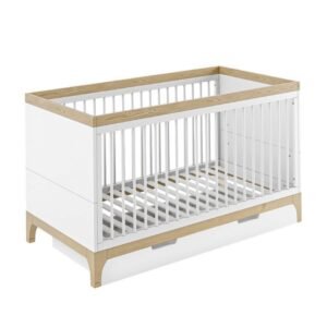 Baby Crib with Under-Bed Storage Drawer - B aby Crib | white side view