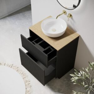 Modern Freestanding Bathroom Vanity – Vertical Fluted Design- bathroom furniture | inside design