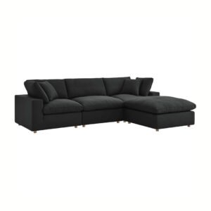 Carmen Spacious 4-Seater Sofa - L shape Sofa | black color