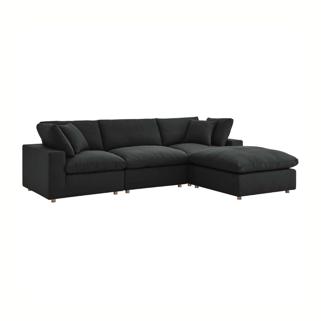 10 Carmen Spacious 4-Seater Sofa - L shape Sofa | black color