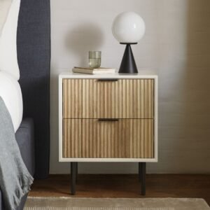 Modern Ribbed Bedside Table - Side Table | room look front