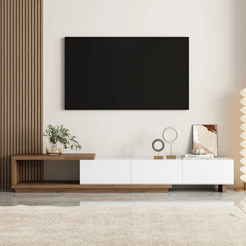 Two-Tone TV Stand and Wall Panel