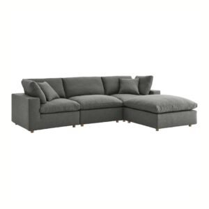 Carmen Spacious 4-Seater Sofa - L shape Sofa | grey color