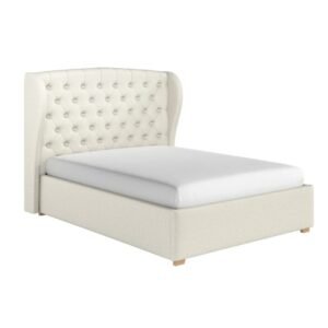 LuxeWing Tufted Wingback Bed Frame- beds | off white