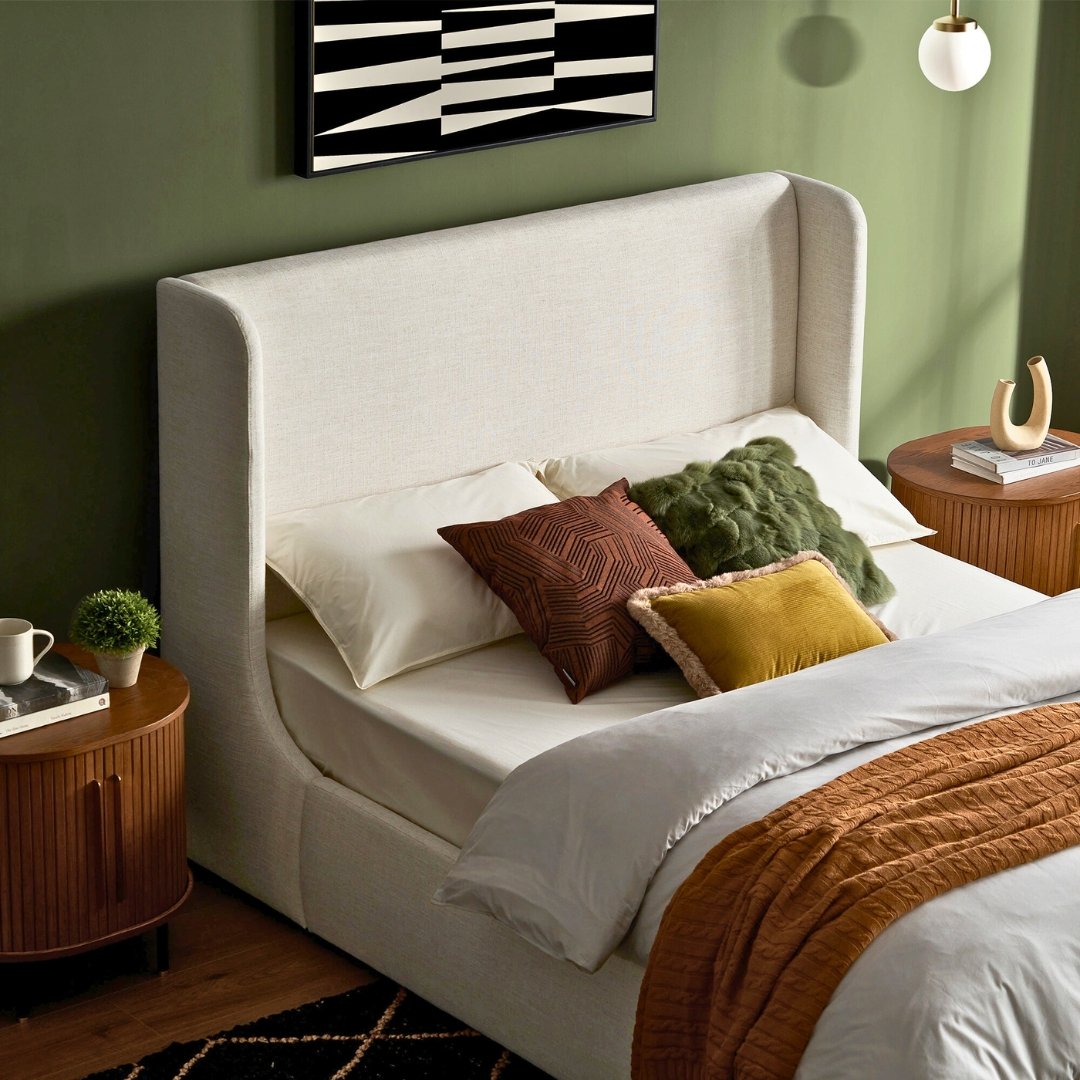2 Luxury Upholstered Wing bed - beds | headboard room