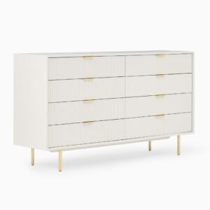 Elara Fluted Dresser with Gold Legs - Chest of drawers | side view