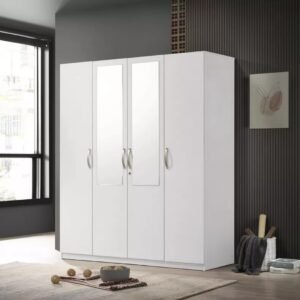 Modern Elegance 4-Door Wardrobe with Mirror - Wardrobe | outer view