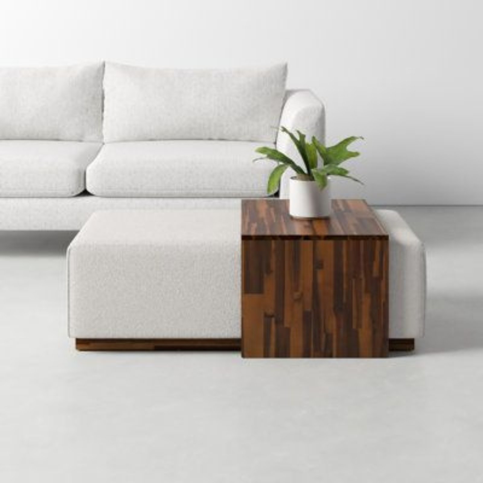 2 Minimalist Ottoman with MDF Wood Table - Ottoman | two in one