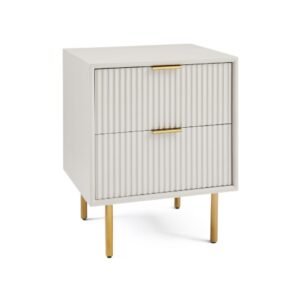 Modern Ribbed Bedside Table - Side Table | 1 side view