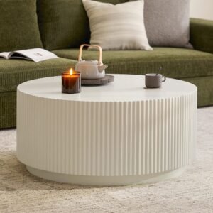 Minimalist Fluted Coffee Table – Stylish Round Center Table- Coffee Table | room view