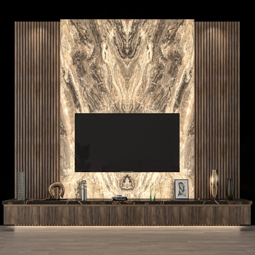 Modern Minimalist LED TV Wall Panel Unit- Tv unit | Front view