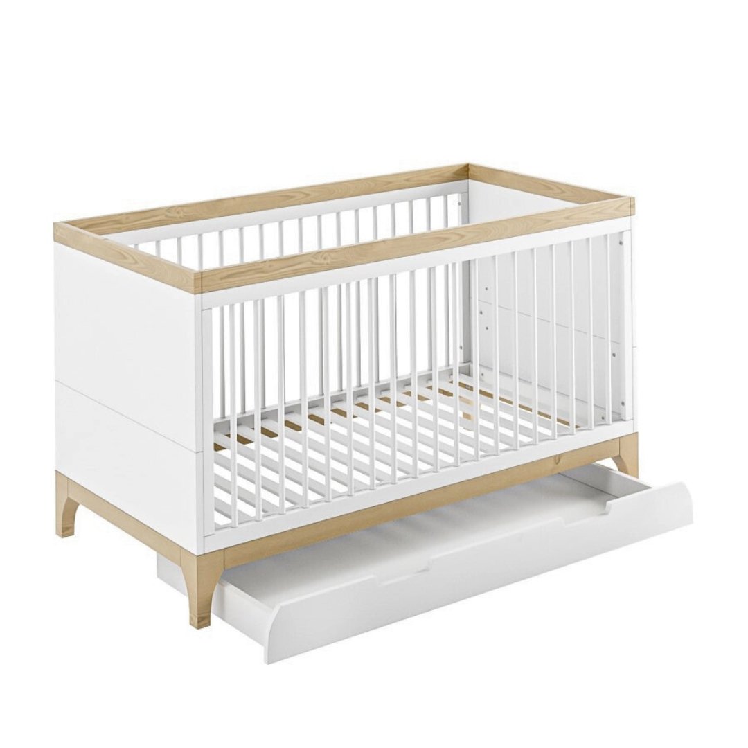 2 Baby Crib with Under-Bed Storage Drawer - B aby Crib | open drawers view