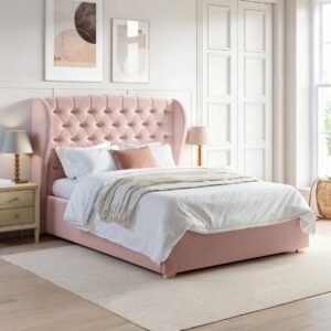 LuxeWing Tufted Wingback Bed Frame- beds | pink room design