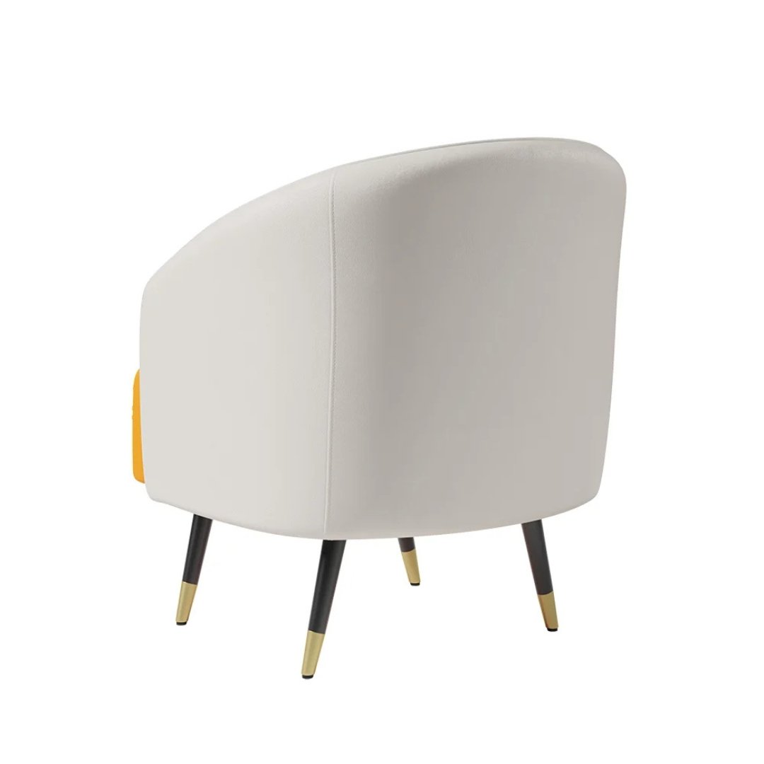 3 Dual-Tone Leather Upholstered Armchair - Arm chair | back view