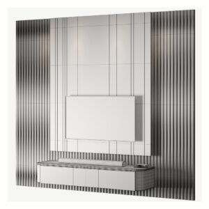 Luxury TV Wall Panel with Floating Cabinet- Tv unit | side view drawing
