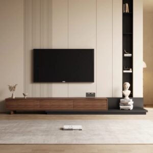 Minimalist Wall-Mounted TV Console - Tv unit | front view room