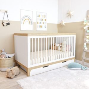 Baby Crib with Under-Bed Storage Drawer - B aby Crib | in room view