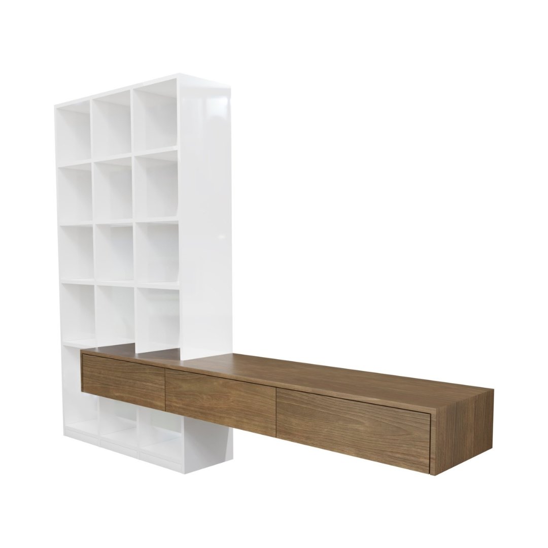 3 Modern Modular Wall Unit with Shelves and Floating Cabinets - Book Case | side view