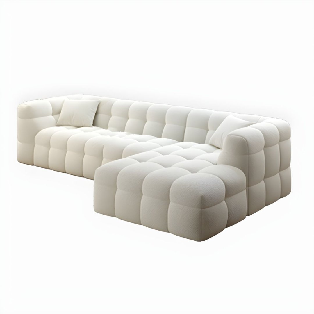 3 Plush Tufted Cloud sofa - L Shape Sofa | 1 side view