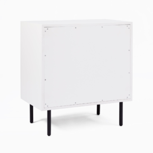 3-Drawer Nightstand with Fluted Wood Design - Side Table | back view