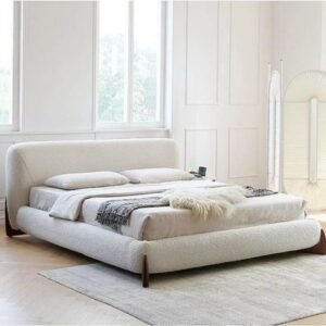 Modern Low-Rise Upholstered Bed - beds | bed side view