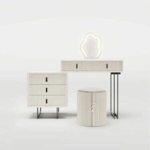 Luxury Fluted Vanity Table with Mirror - Dressing Table | front view