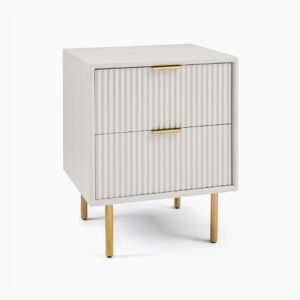 Modern Ribbed Bedside Table - Side Table | golden handle