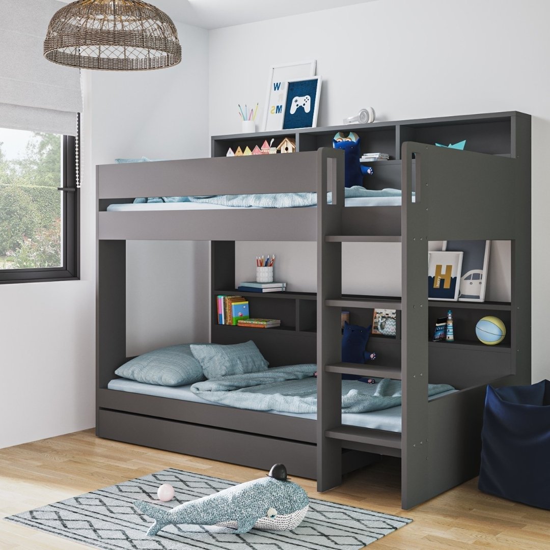 4 Multifunctional Kids Bunk Bed with Storage & Shelves - Bunk Bed | kid room view