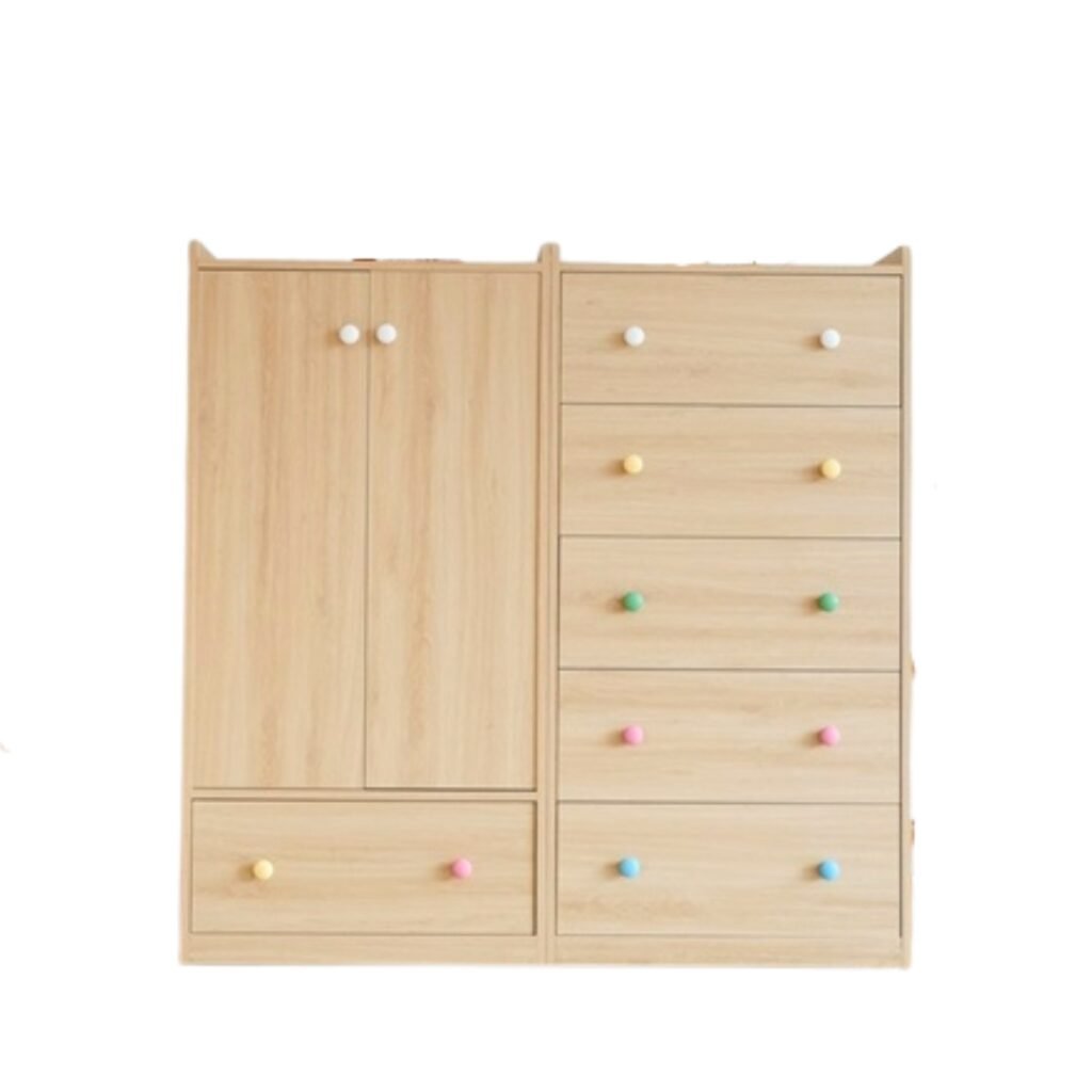Scandi Kids Wardrobe and Dresser Set | kids drawers | white background