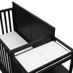 4-in-1 Convertible Baby Crib with Changing Table & Storage - Baby Crib | changing side view