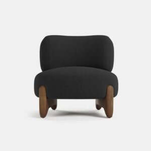 Arco Bouclé Lounge Chair - Contemporary Low-Profile Accent Chair - Arm chair | black color