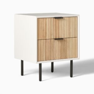 Modern Ribbed Bedside Table - Side Table | side view 2 tone