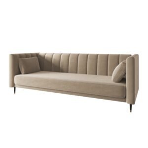 Modern Velvet Sofa with Channel Tufting - Sofa | side view
