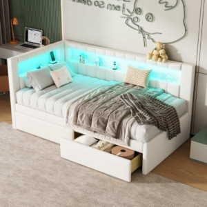 Smart LED Kids & Teens Bed with Storage Drawers - Single bed | bedroom view