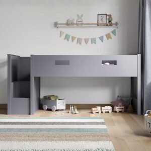 Modern Kids Loft Bed with Storage Shelves- Baby Cribs | outer look