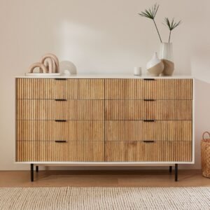 Elara Fluted Dresser with Gold Legs - Chest of drawers | room view