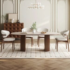 Scandinavian Dining Table with 6 Upholstered Chairs - Dining table | table with chair