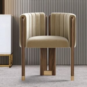 Modern Barrel Accent Chair – Channel Tufted Lounge Chair - Arm chair | chair front view