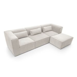 Premium Doris Minimalist l Shaped Sofa - ottoman seat