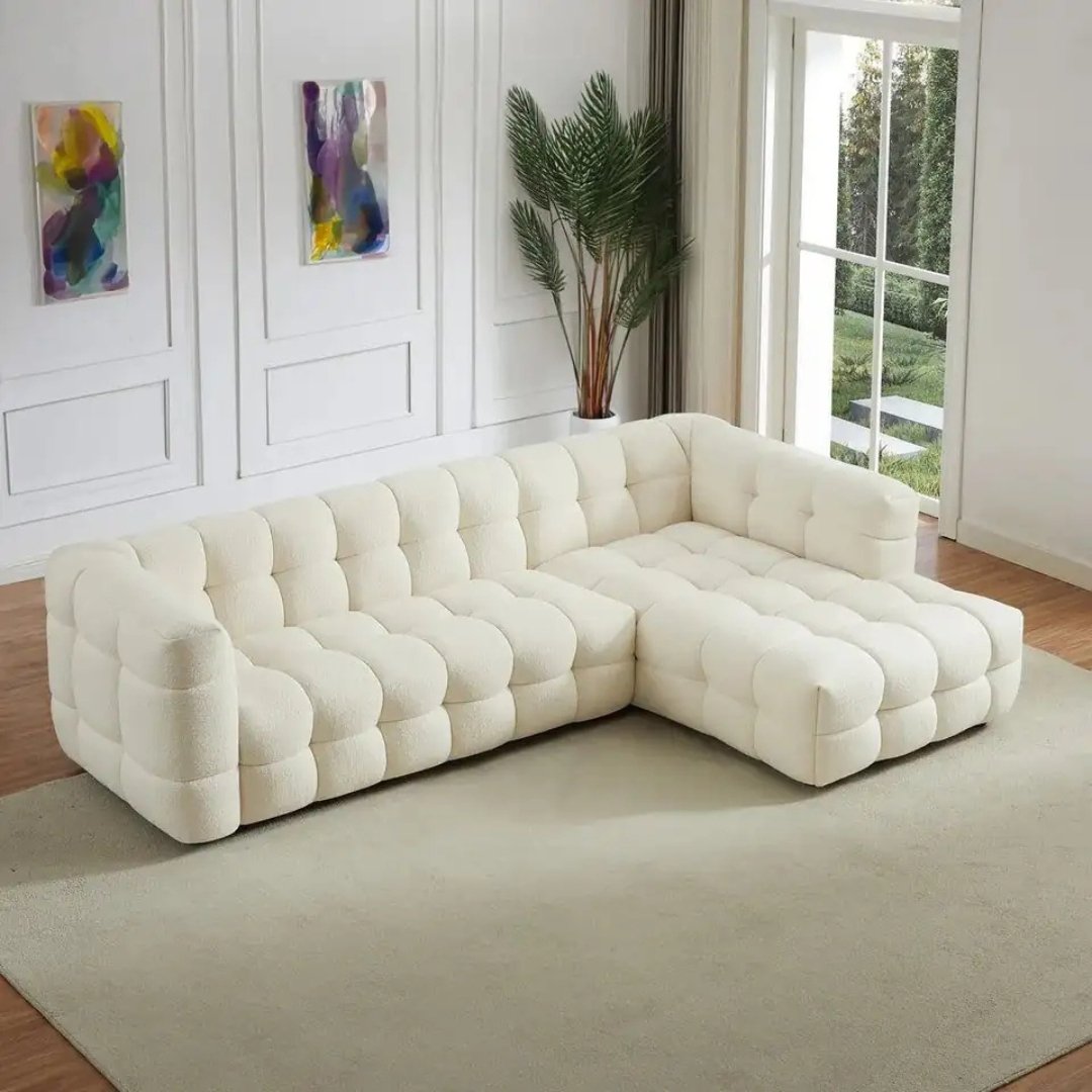6 Plush Tufted Cloud sofa - L Shape Sofa | 1 side view