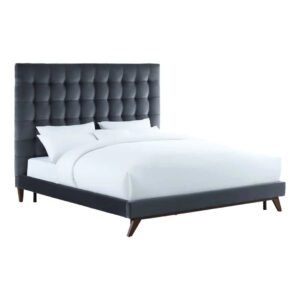 Velvet Haven High Tufted Bed - beds | grey color