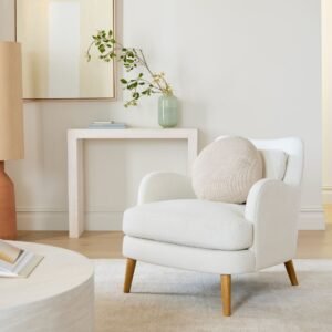 Modern Minimalist Accent Chair – Scandinavian Style Lounge Chair - Arm chair | side view in room