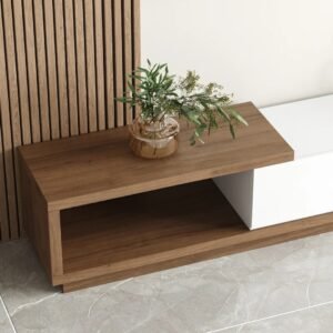 Two-Tone TV Stand – Luxury Living Room TV Wall Panel- Tv unit | close design view