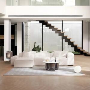 Zenith Double Sided Sectional Sofa - L Shape Sofa | White living room design